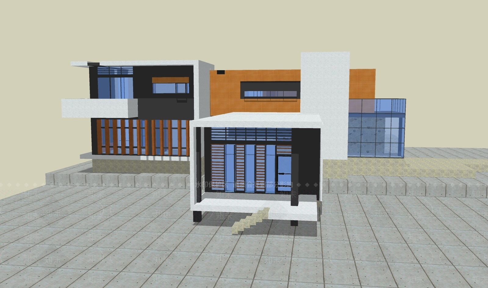 现代展览馆建筑SU模型下载【ID:1152668337】