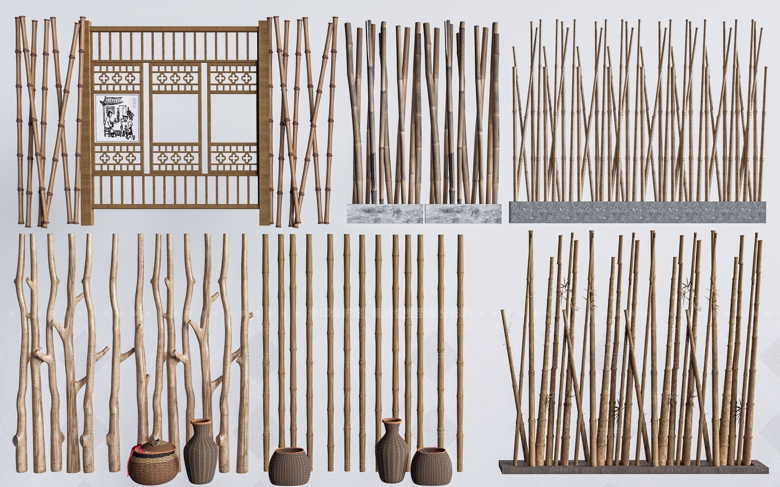 新中式竹子隔断3D模型下载【ID:1152671487】