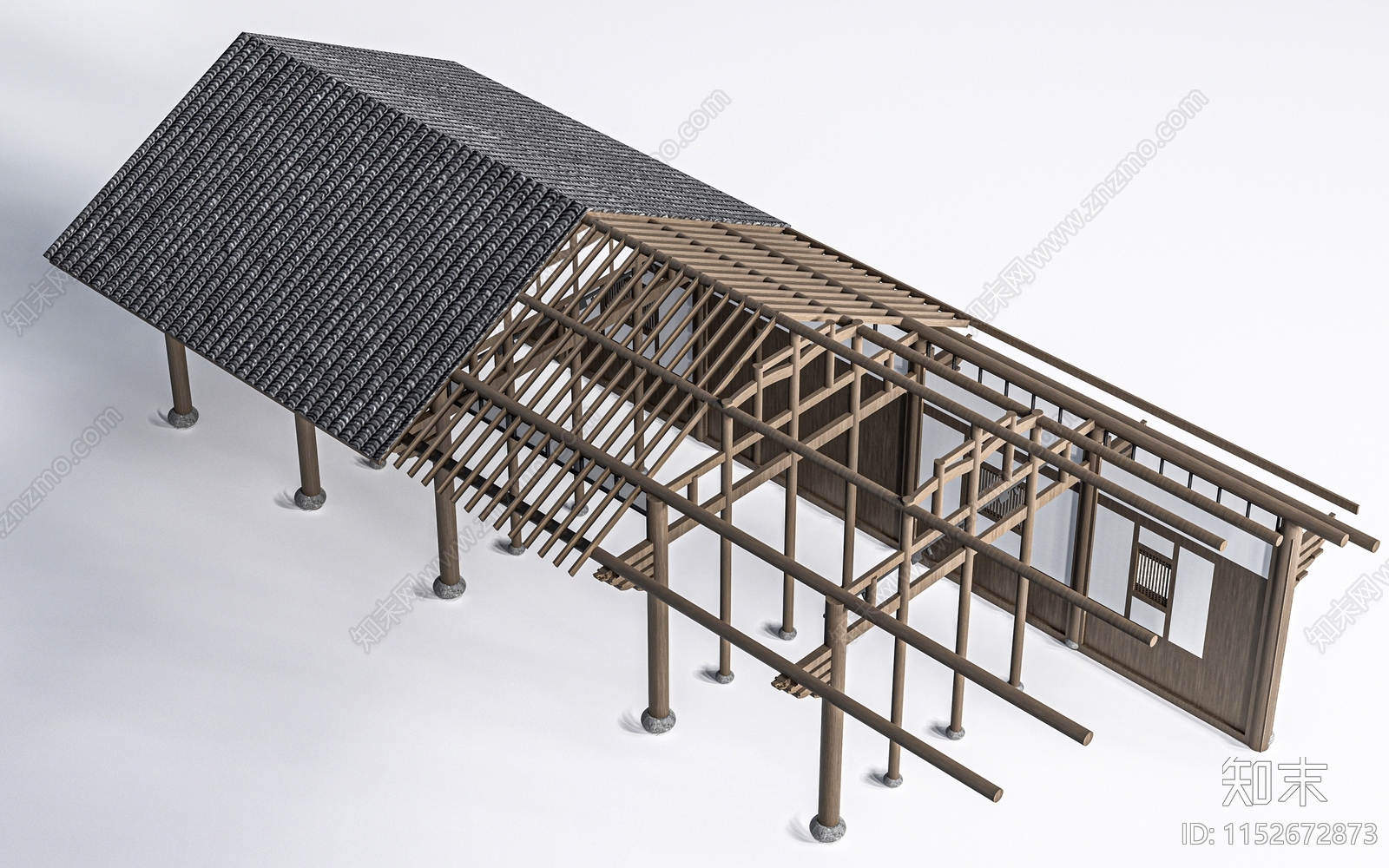 中式古建筑框架3D模型下载【ID:1152672873】