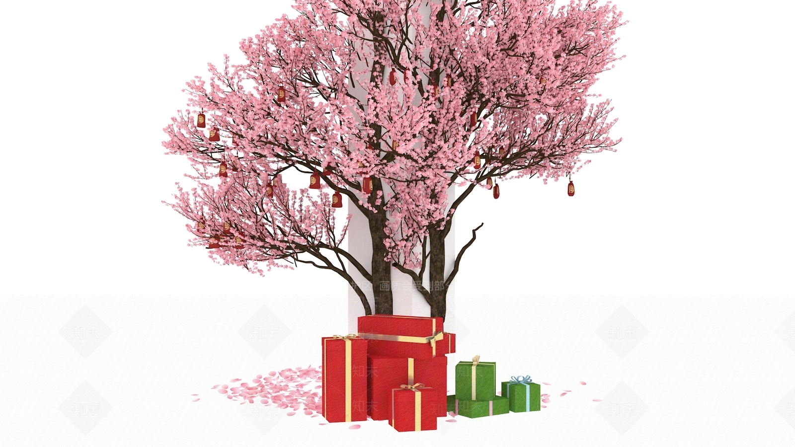 新中式桃树美陈3D模型下载【ID:1152673665】