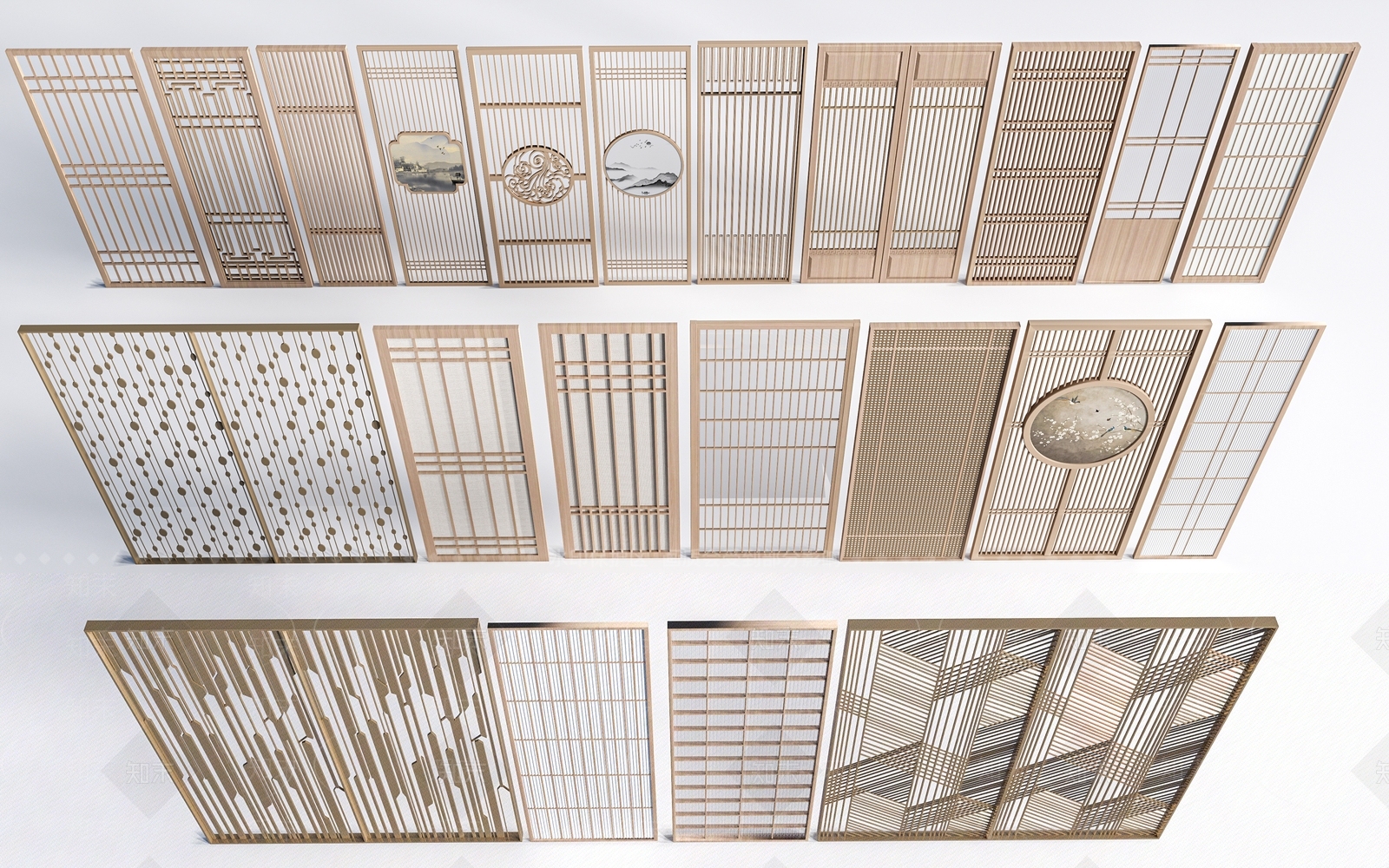 新中式隔断3D模型下载【ID:1152678801】