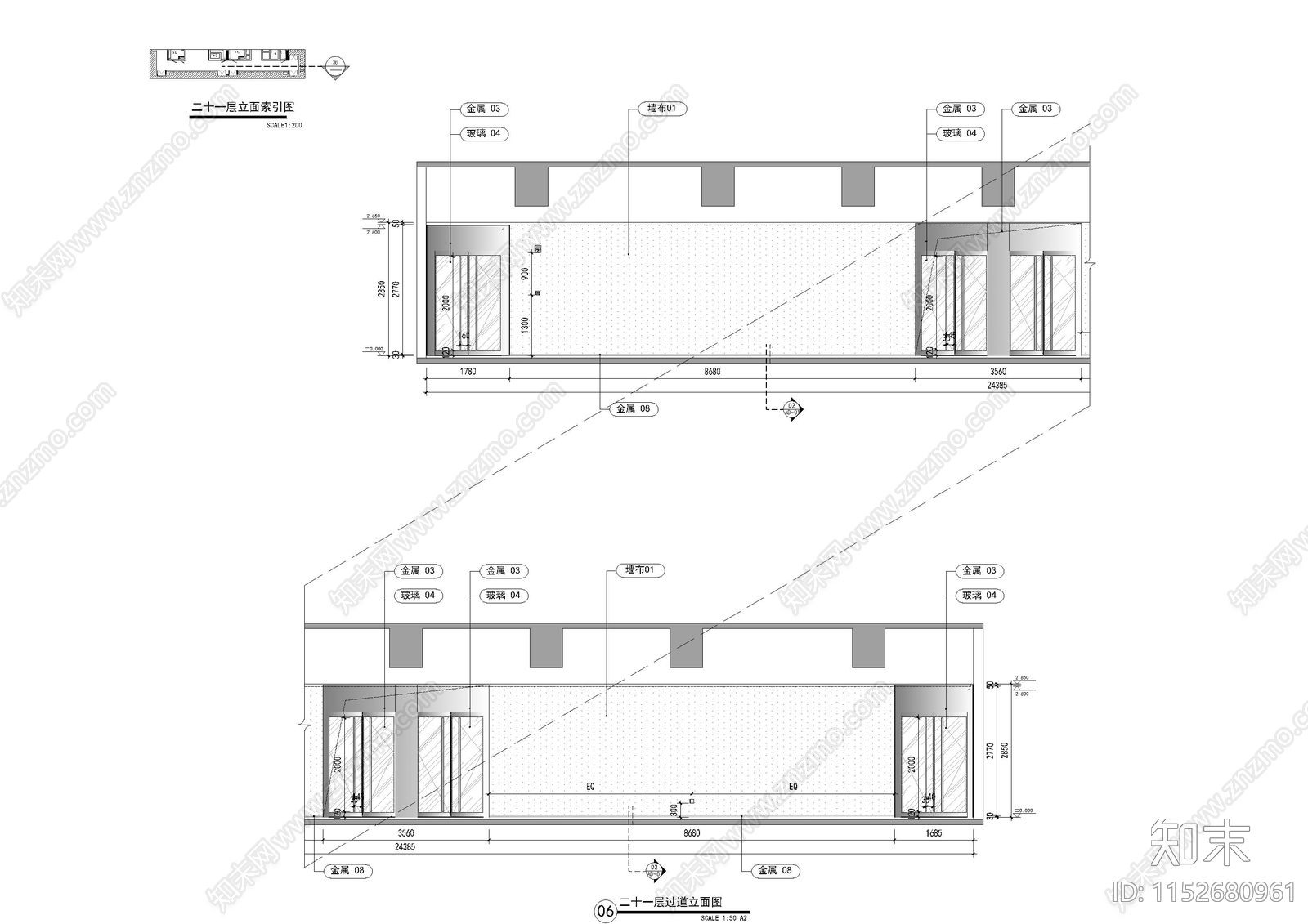 办公室电梯厅cad施工图下载【ID:1152680961】