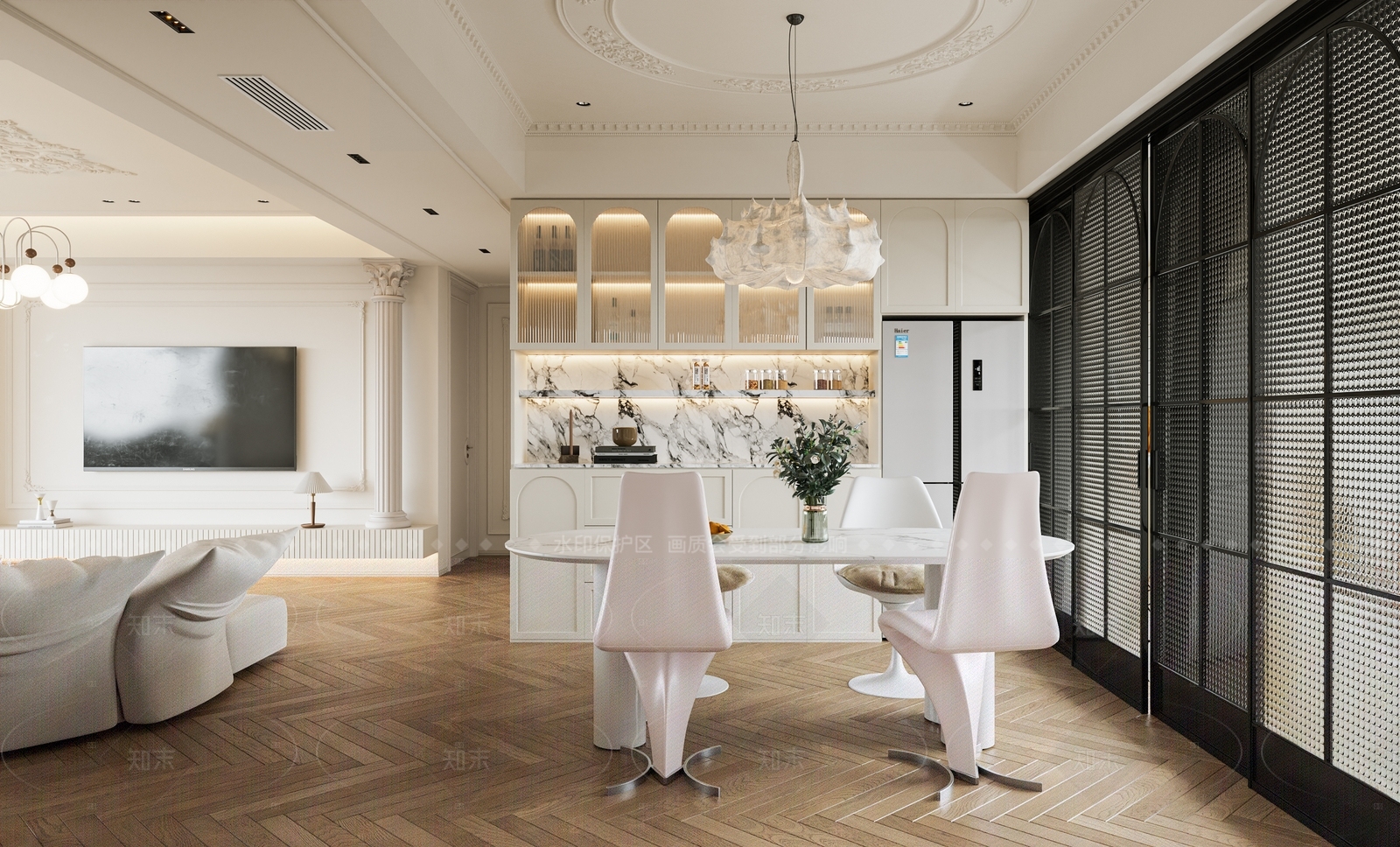 法式家居餐厅3D模型下载【ID:1214595463】