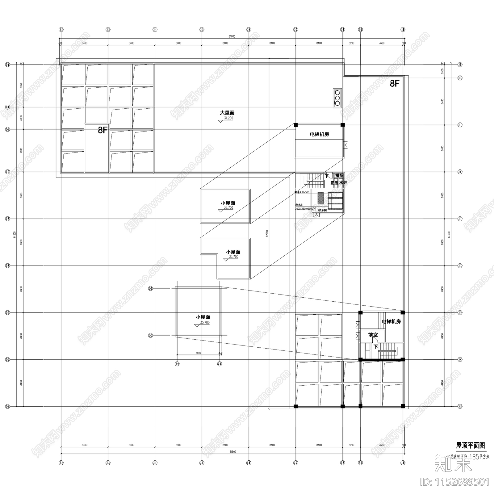 高层酒店建筑平面施工图下载【ID:1152689501】