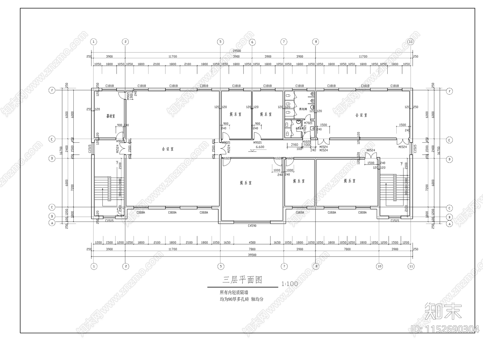 渡假村建筑cad施工图下载【ID:1152690304】