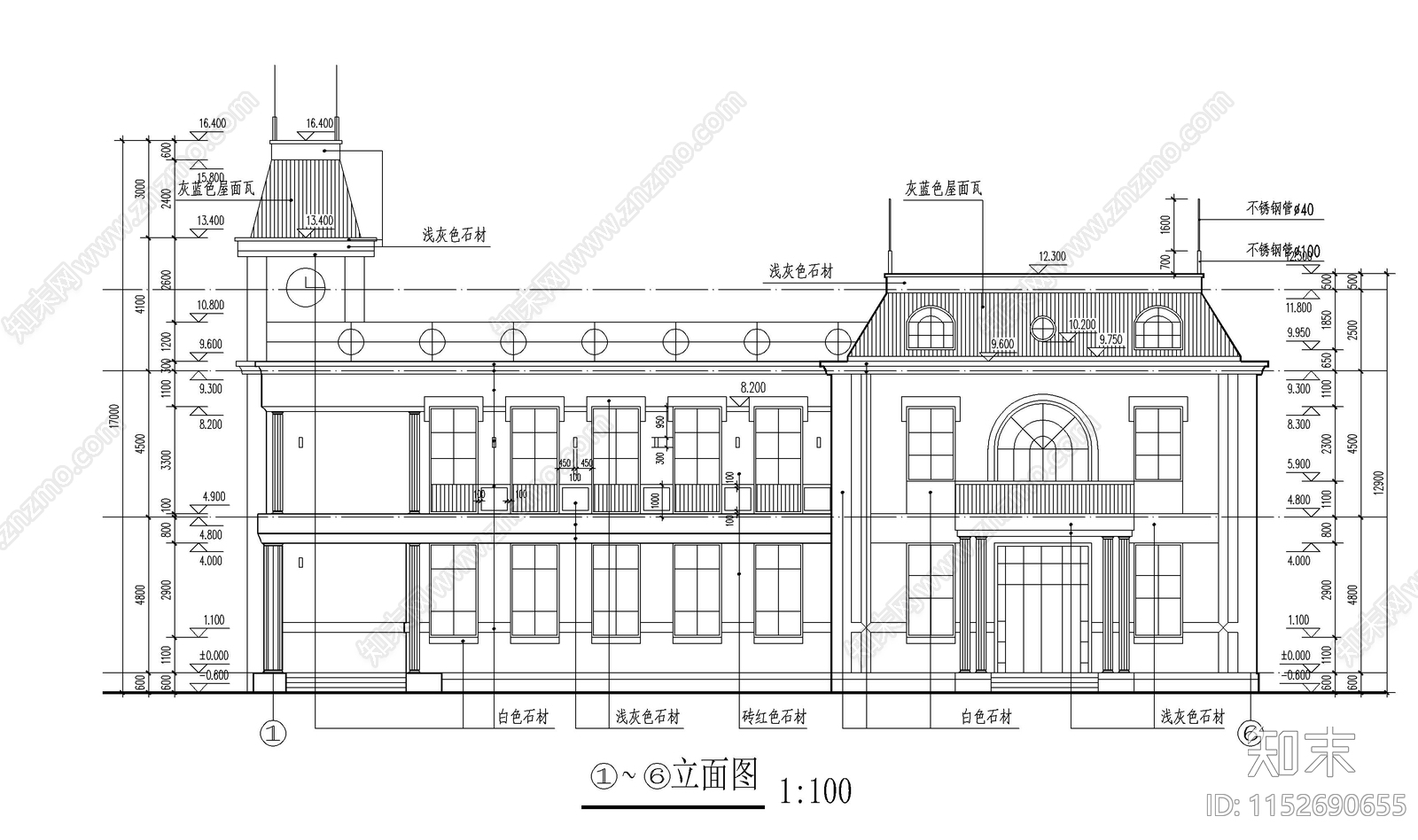 二层会所建筑图cad施工图下载【ID:1152690655】