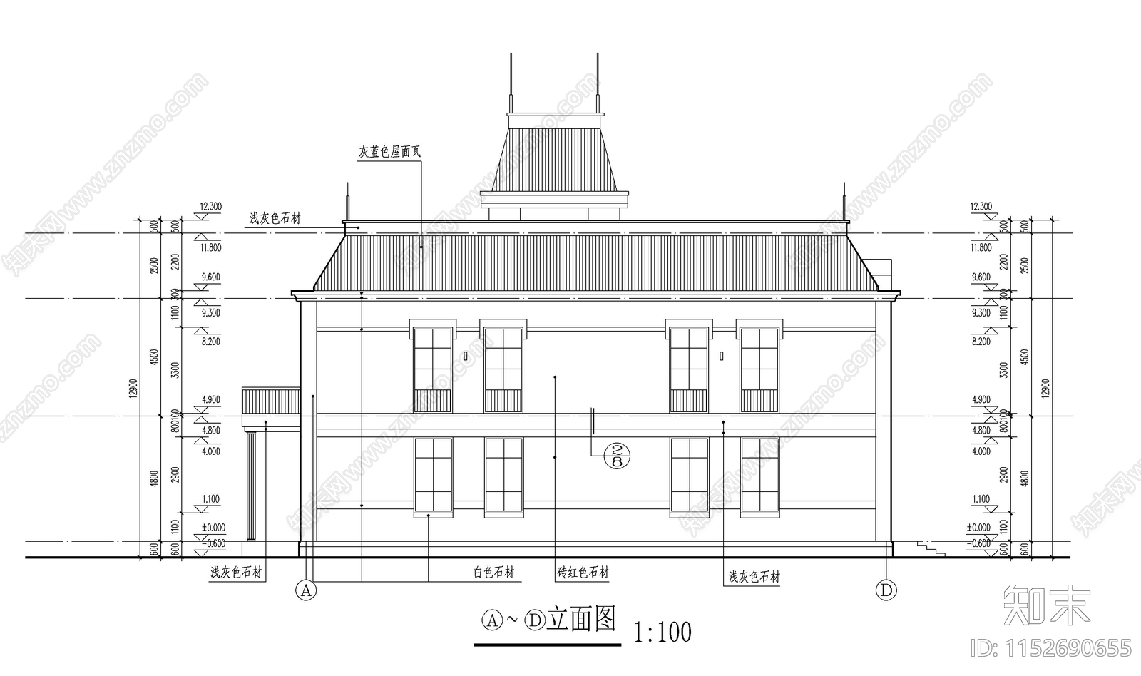 二层会所建筑图cad施工图下载【ID:1152690655】