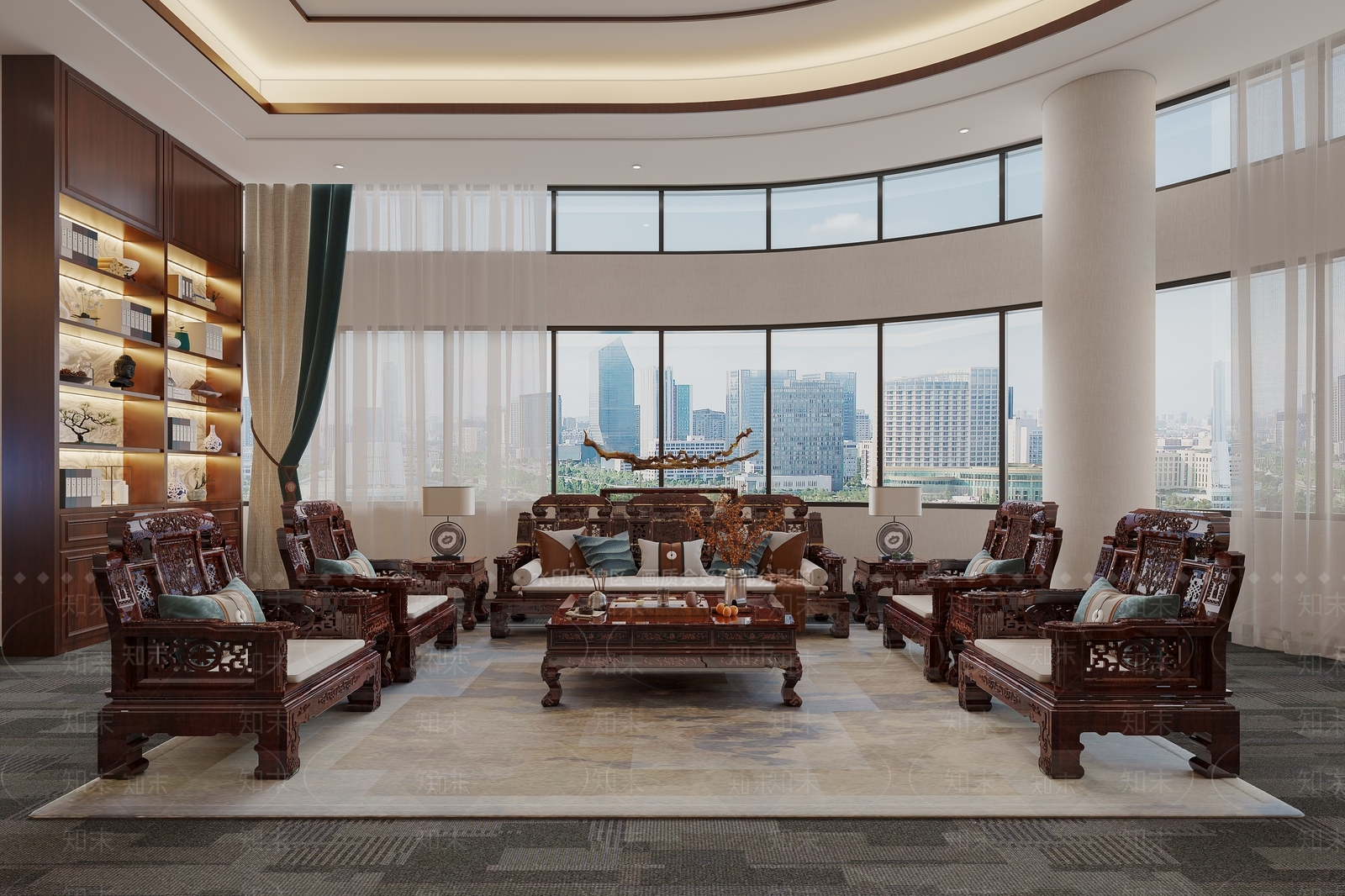 中式接待室3D模型下载【ID:1214289883】