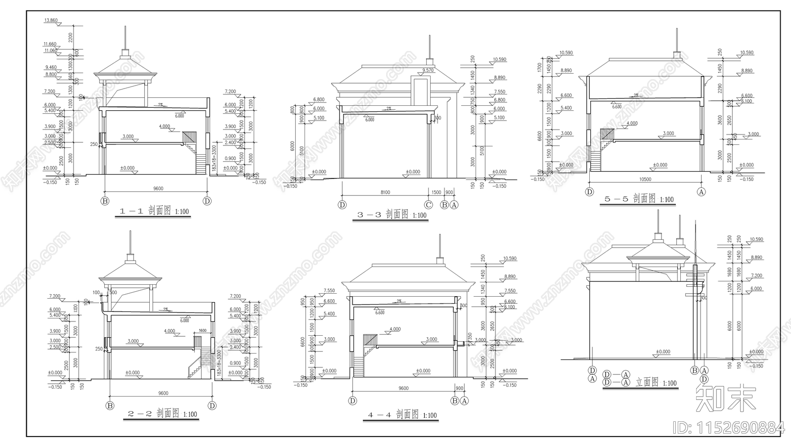 二层商业楼门cad施工图下载【ID:1152690884】