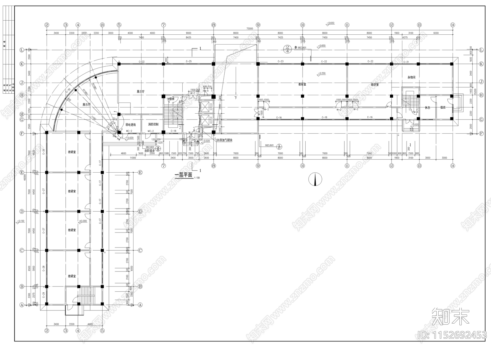 底商住宅楼建筑设计cad施工图下载【ID:1152692453】