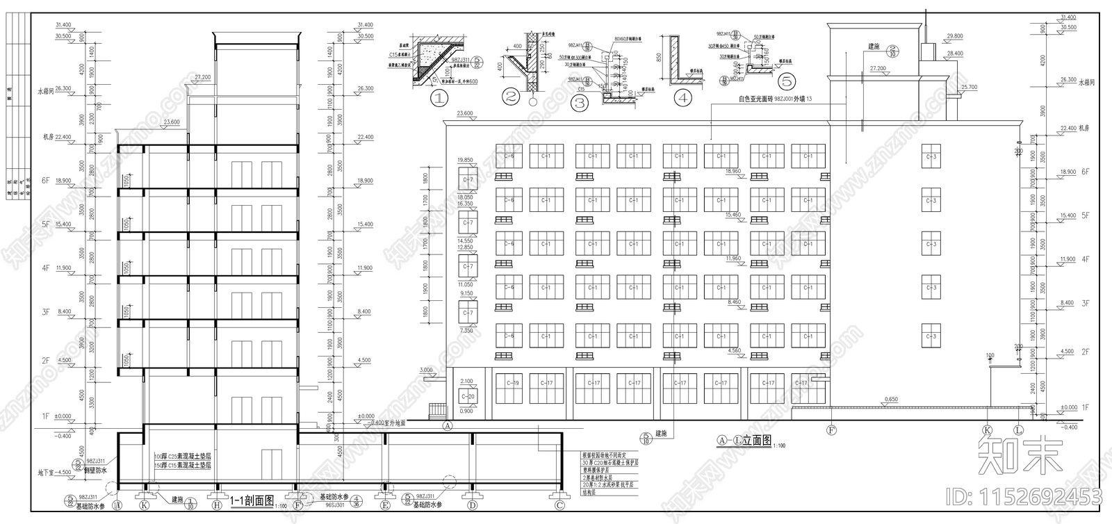 底商住宅楼建筑设计cad施工图下载【ID:1152692453】