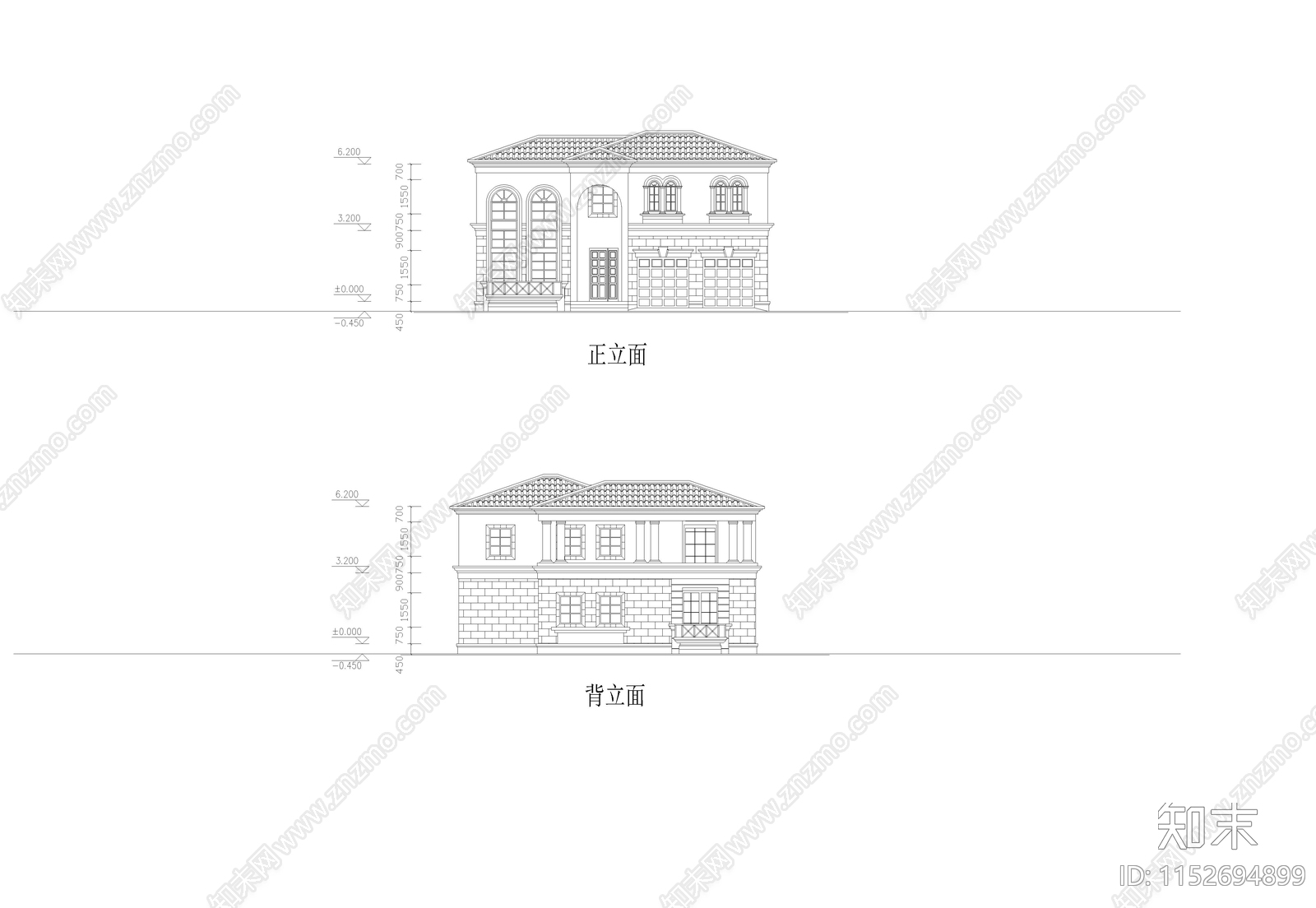 三套别墅cad施工图下载【ID:1152694899】