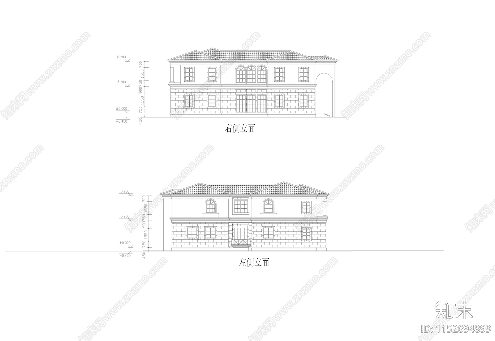 三套别墅cad施工图下载【ID:1152694899】