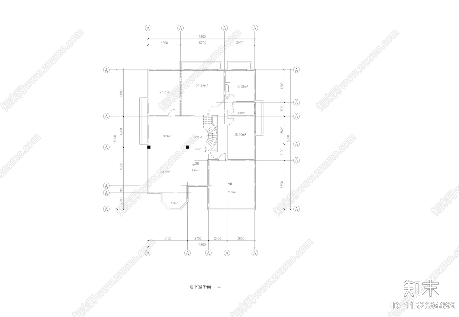 三套别墅cad施工图下载【ID:1152694899】