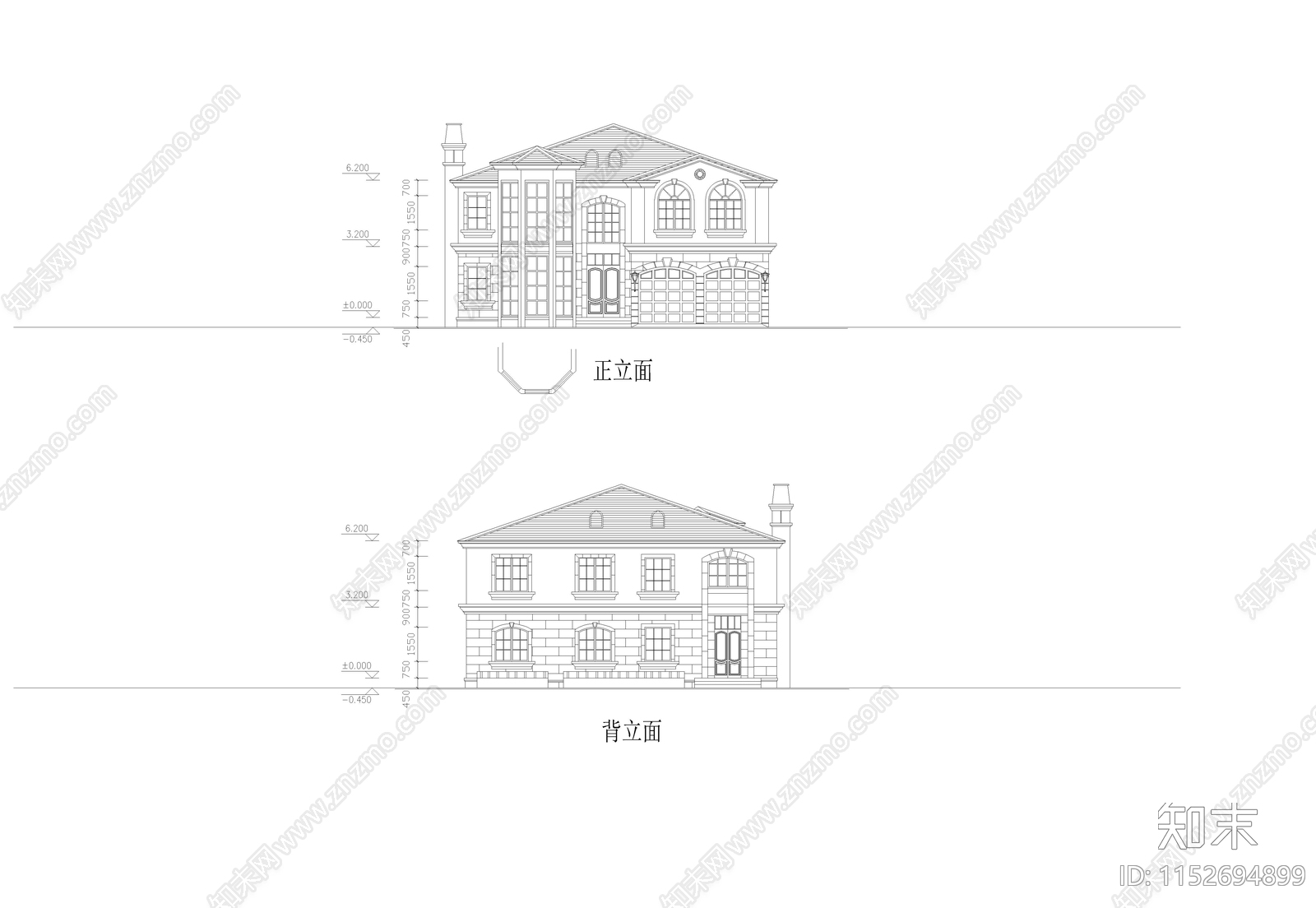 三套别墅cad施工图下载【ID:1152694899】