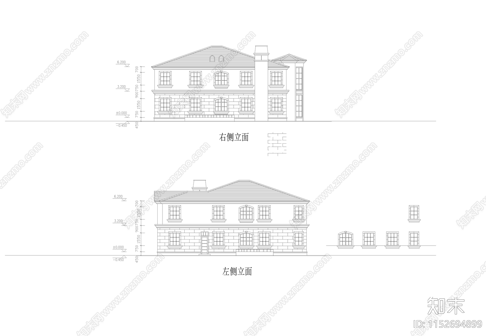 三套别墅cad施工图下载【ID:1152694899】