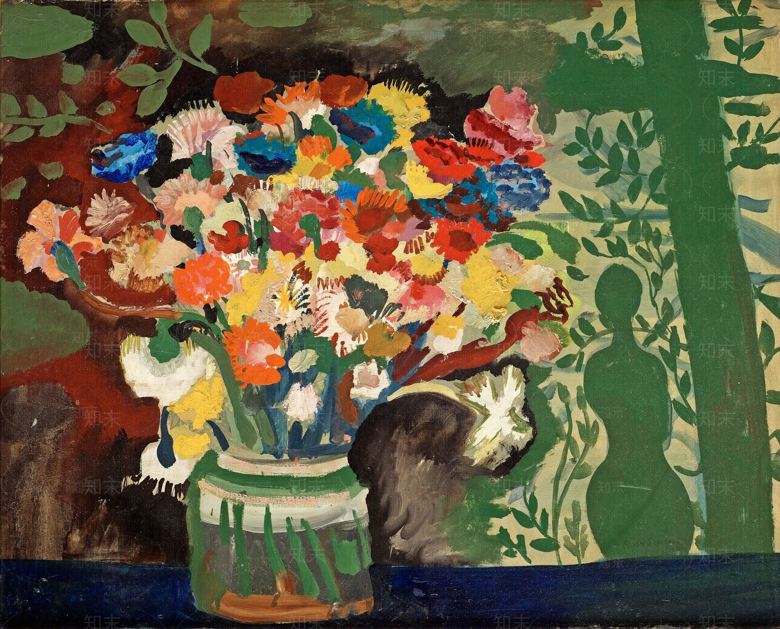 现代花瓶油画装饰画贴图下载【ID:1152697392】