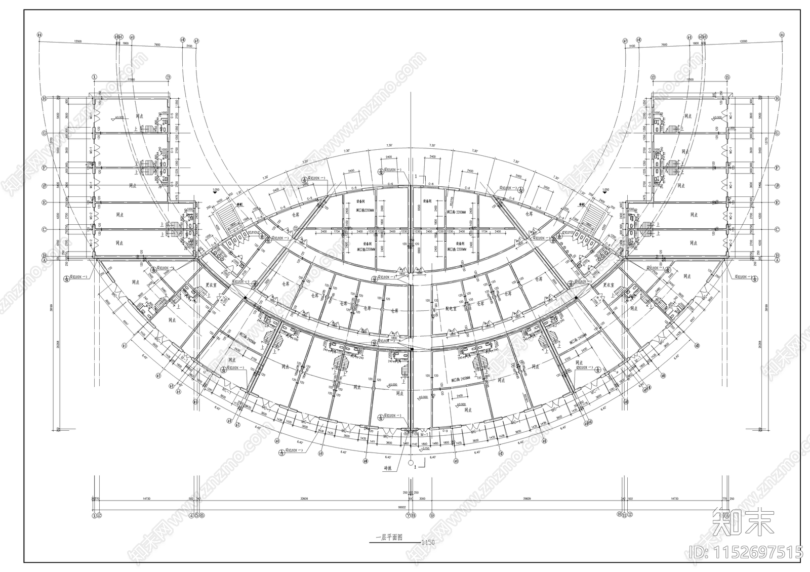 广场舞台及网点建筑图cad施工图下载【ID:1152697515】