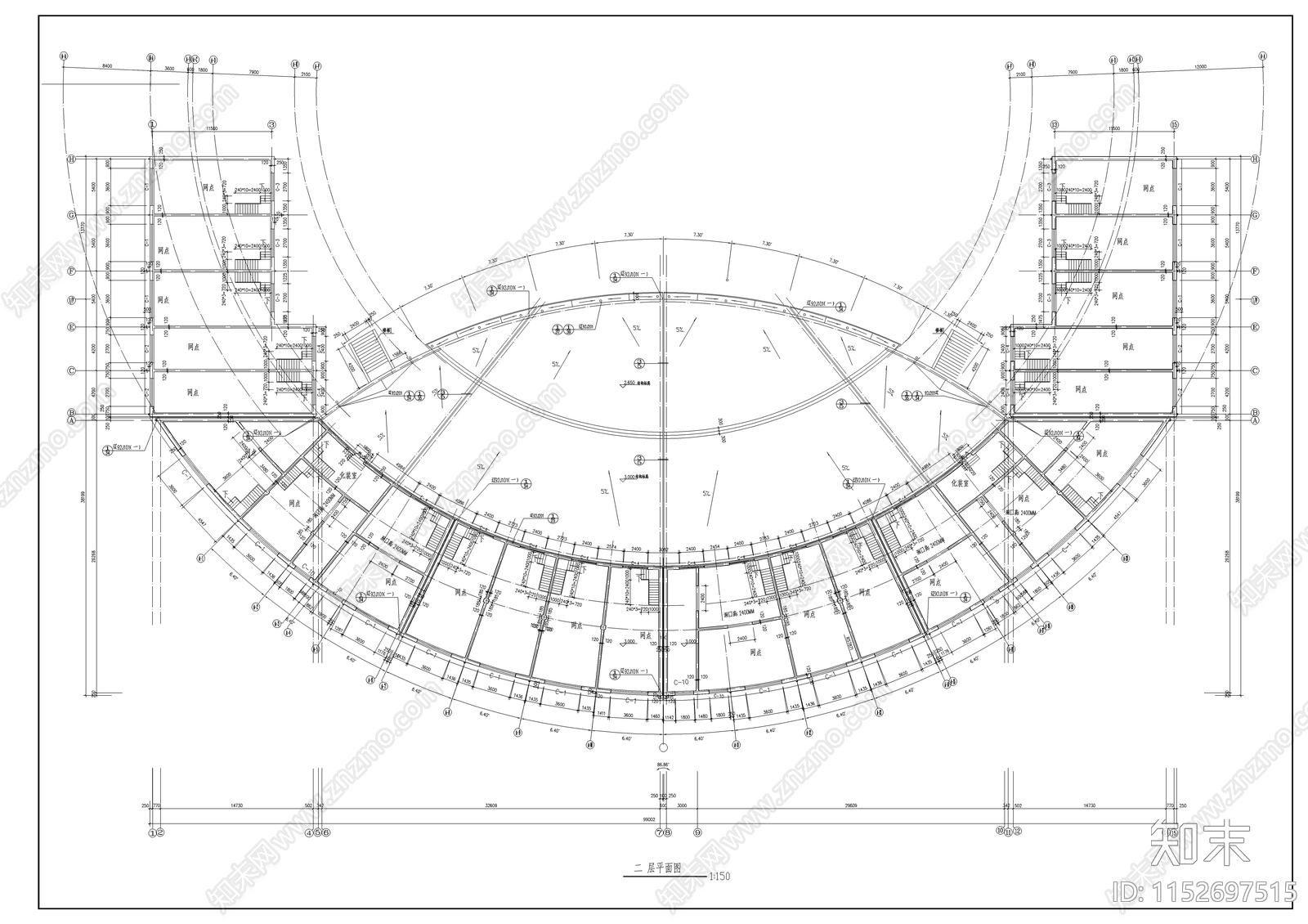 广场舞台及网点建筑图cad施工图下载【ID:1152697515】