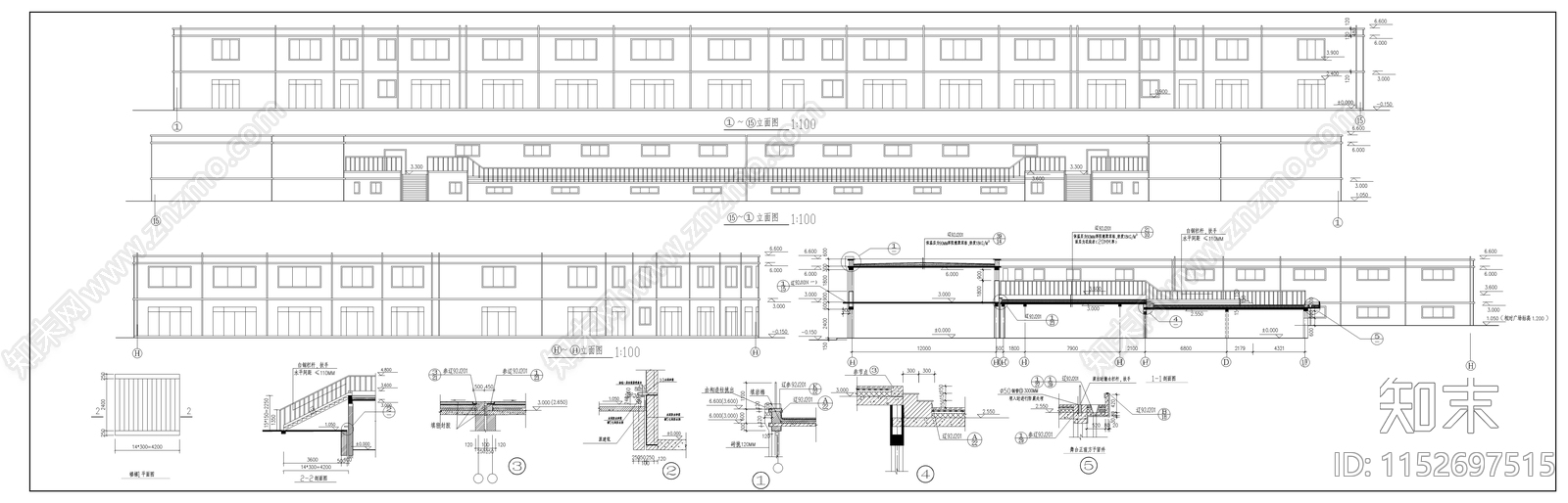 广场舞台及网点建筑图cad施工图下载【ID:1152697515】