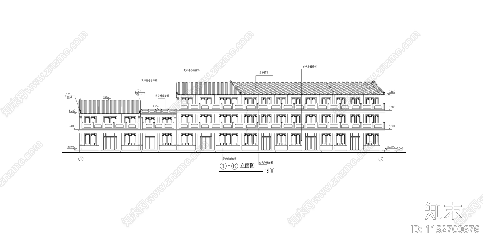 仿古街cad施工图下载【ID:1152700676】