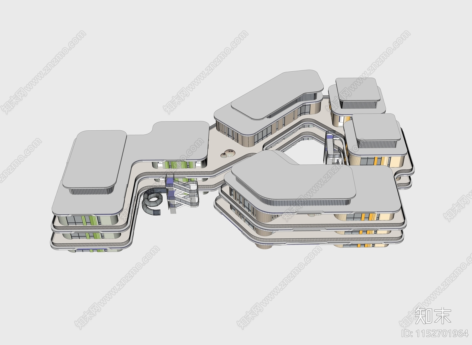 现代弧线风格幼儿园SU模型下载【ID:1152701964】