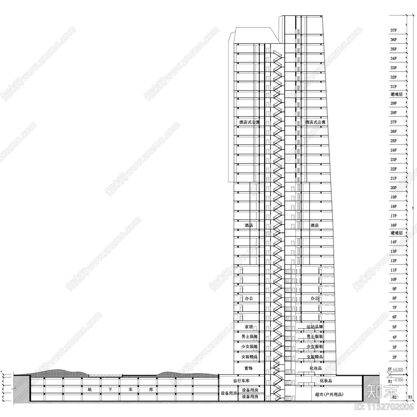 商业综合体建筑cad施工图下载【ID:1152702006】