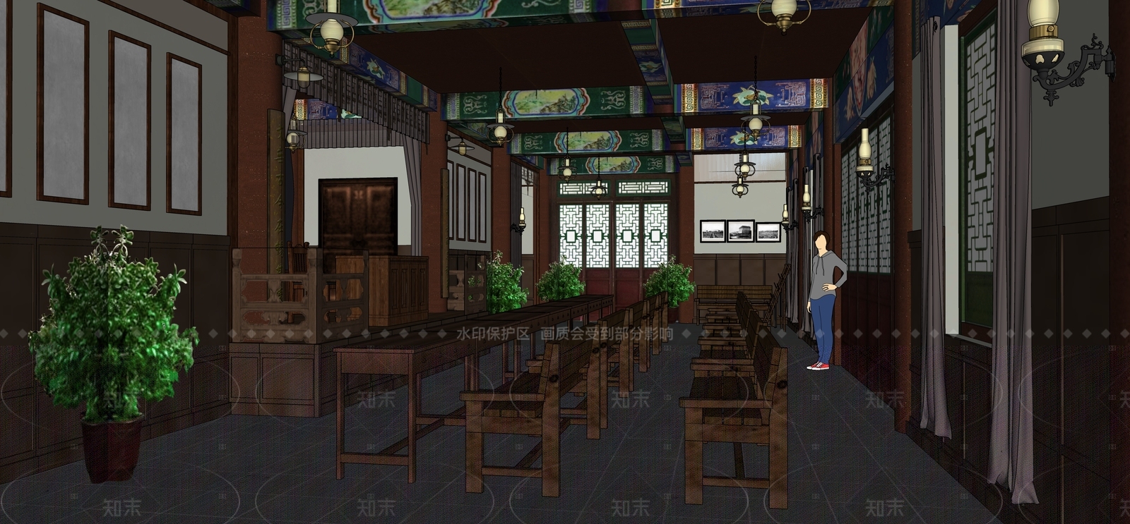 中式会议室SU模型下载【ID:1216045448】