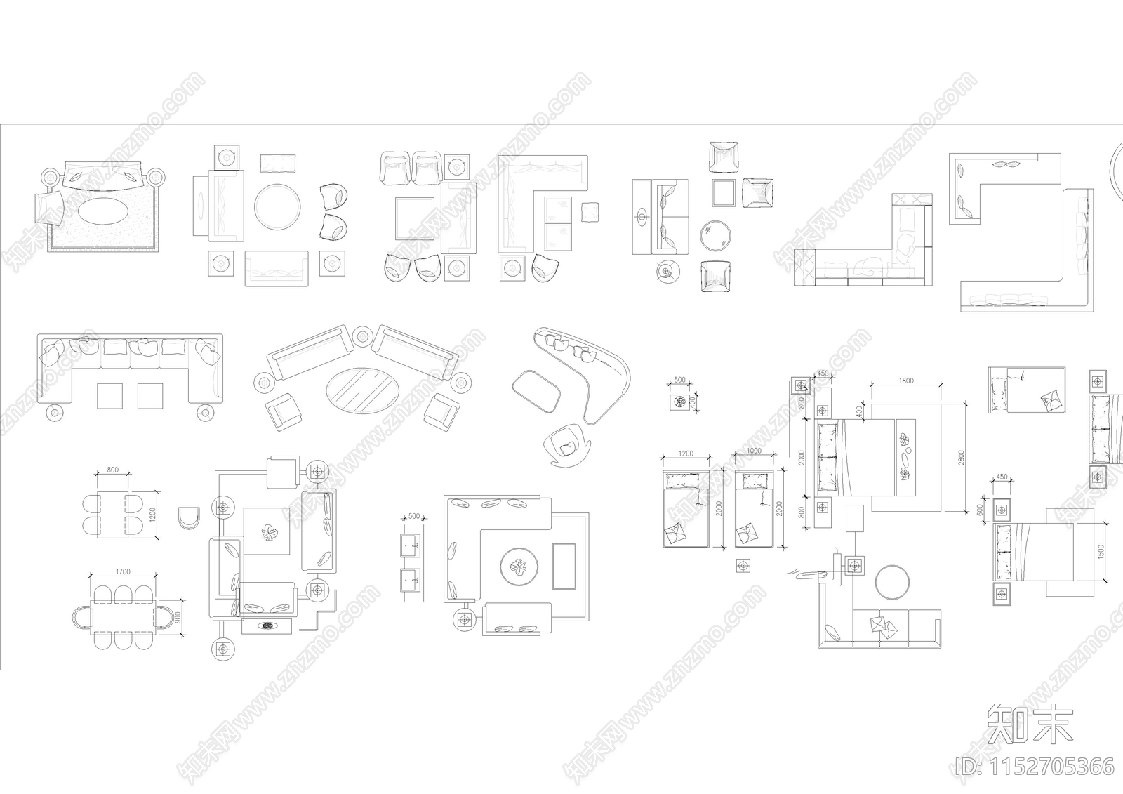 室内家具图块合集施工图下载【ID:1152705366】