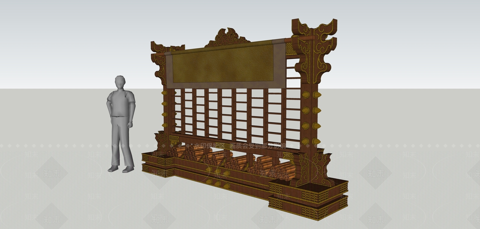 中式展架SU模型草图