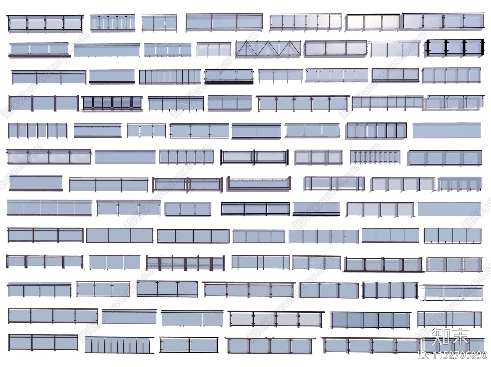 现代玻璃栏杆SU模型下载【ID:1152706890】