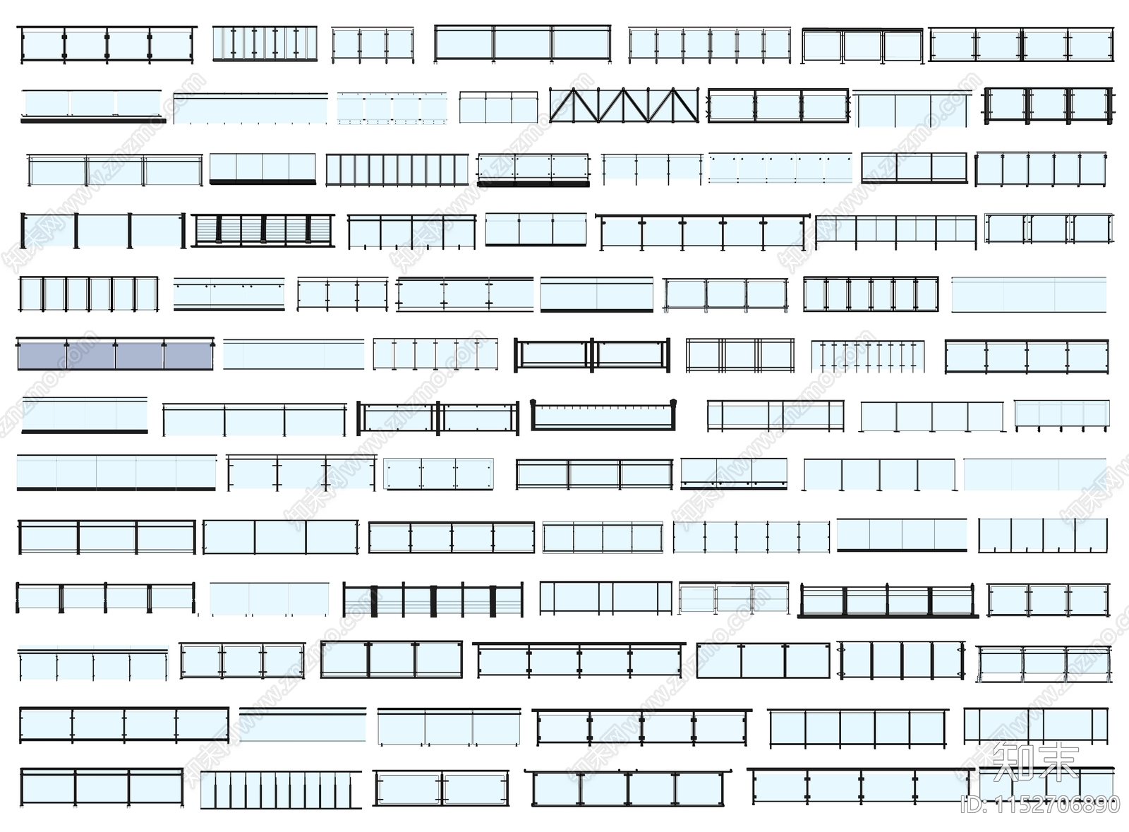现代玻璃栏杆SU模型下载【ID:1152706890】