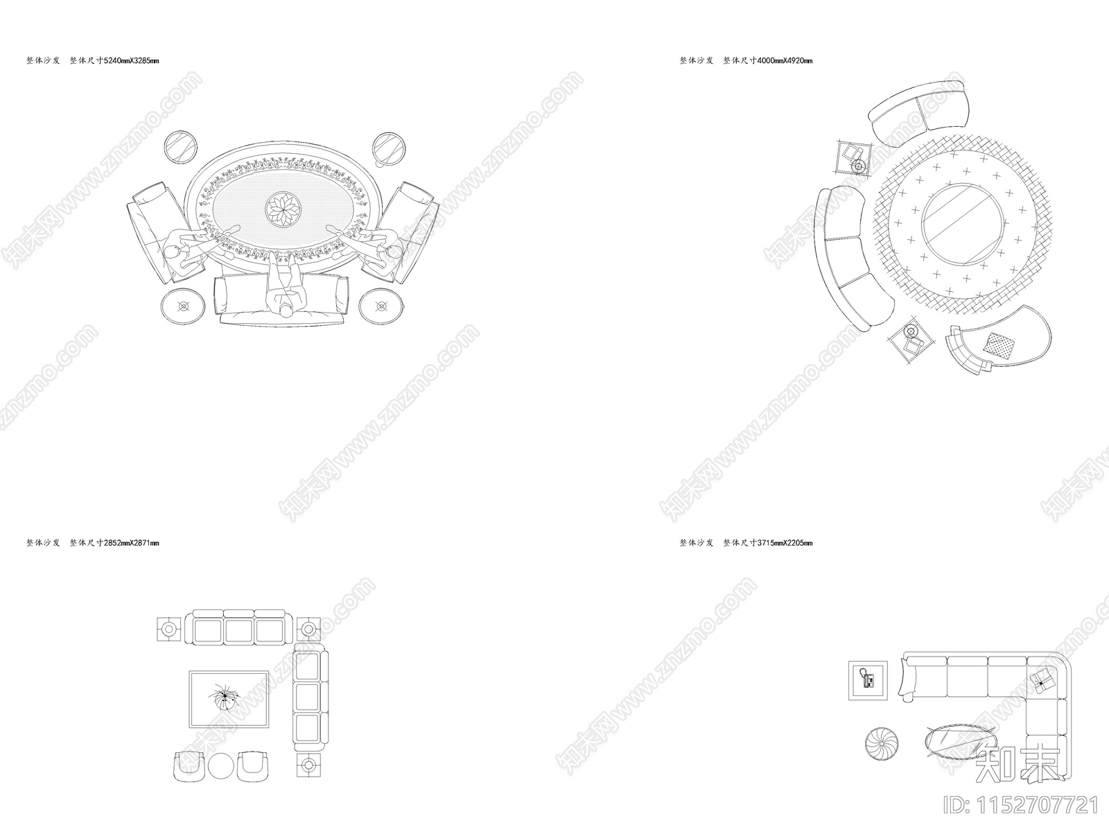 现代简约沙发施工图下载【ID:1152707721】