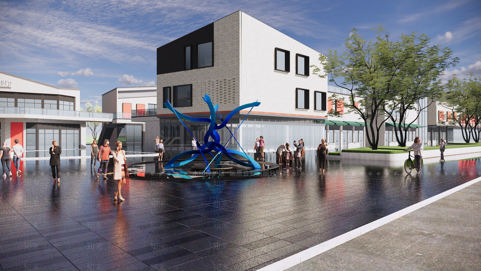 现代商业街水景异形雕塑小品SU模型下载【ID:1152713476】