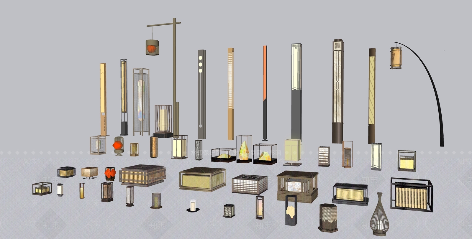 新中式景观灯具SU模型下载【ID:1152718681】