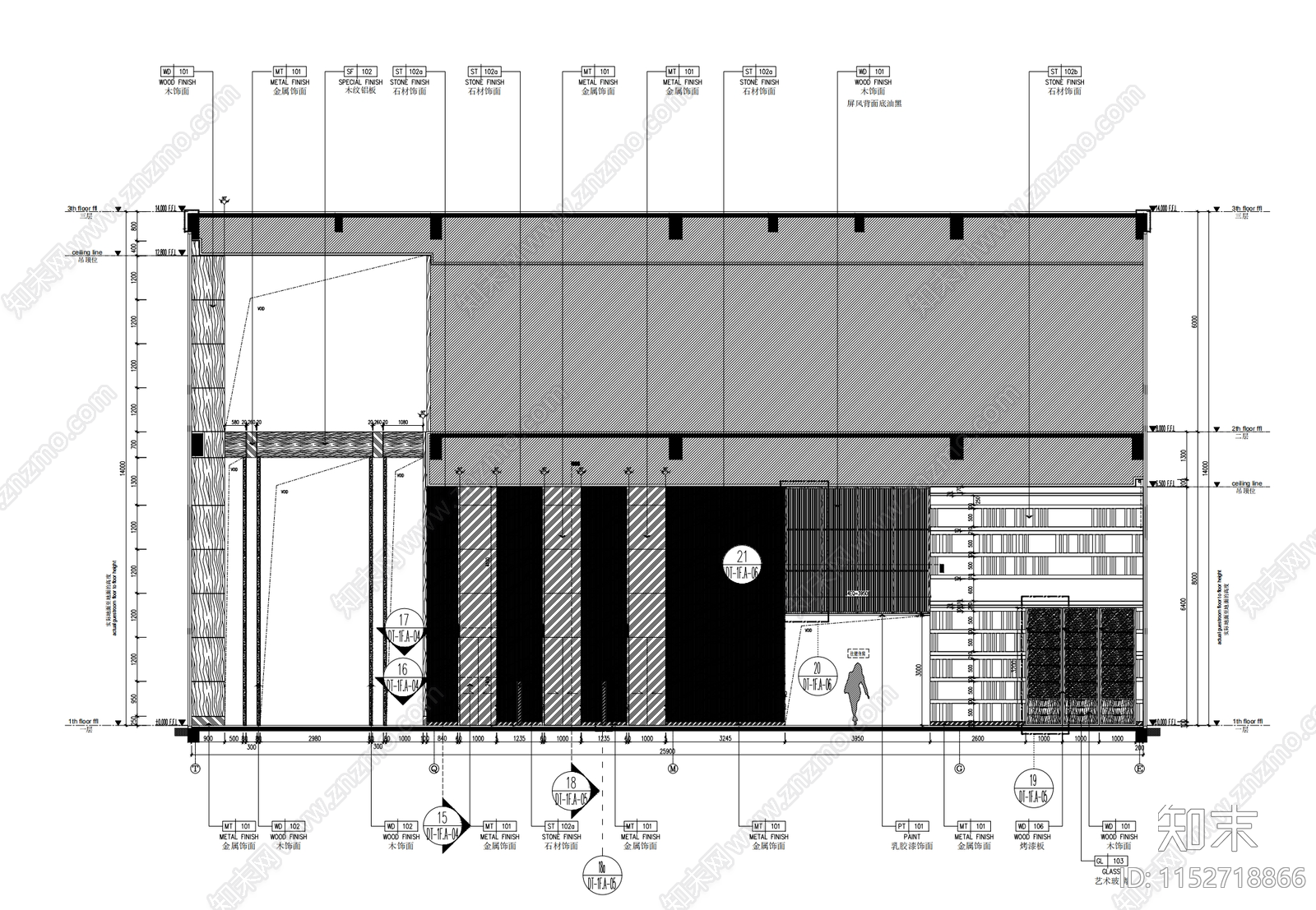 800㎡星级商务酒店接待中心大堂施工图下载【ID:1152718866】