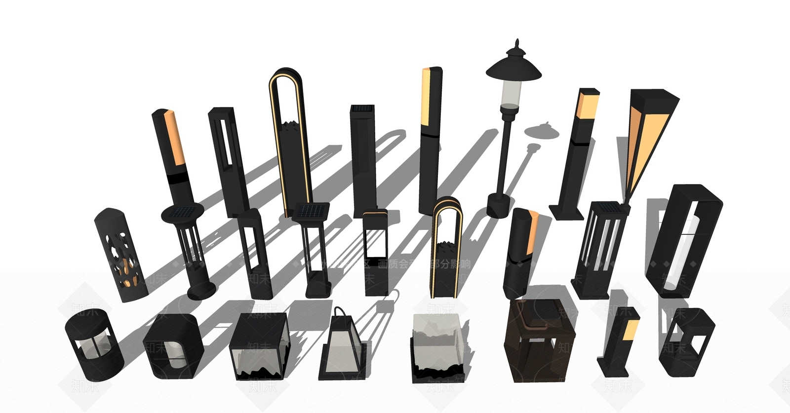 新中式景观灯具SU模型下载【ID:1152718749】