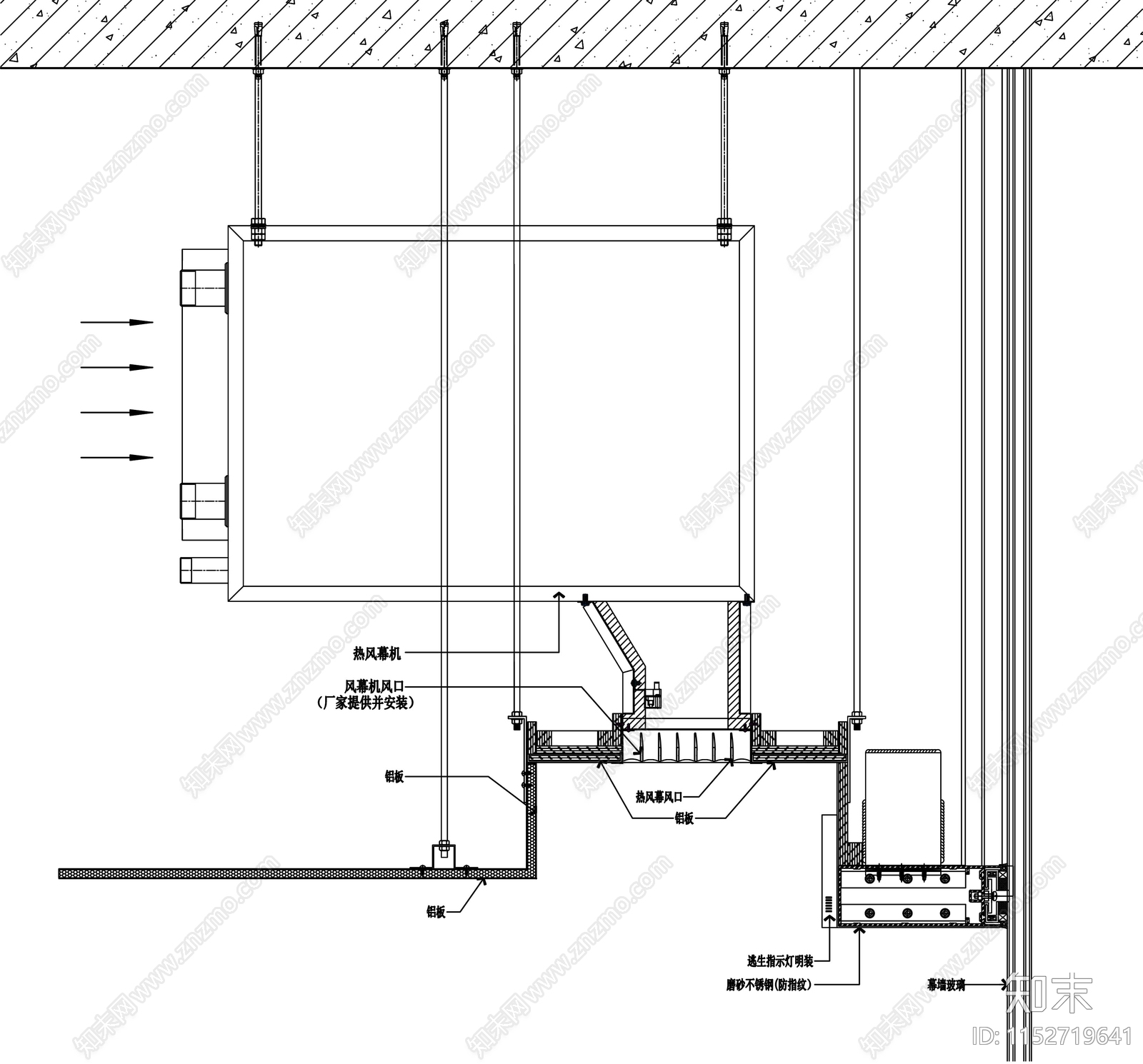 蜂窝铝板吊顶热风幕风口节点施工图下载【ID:1152719641】