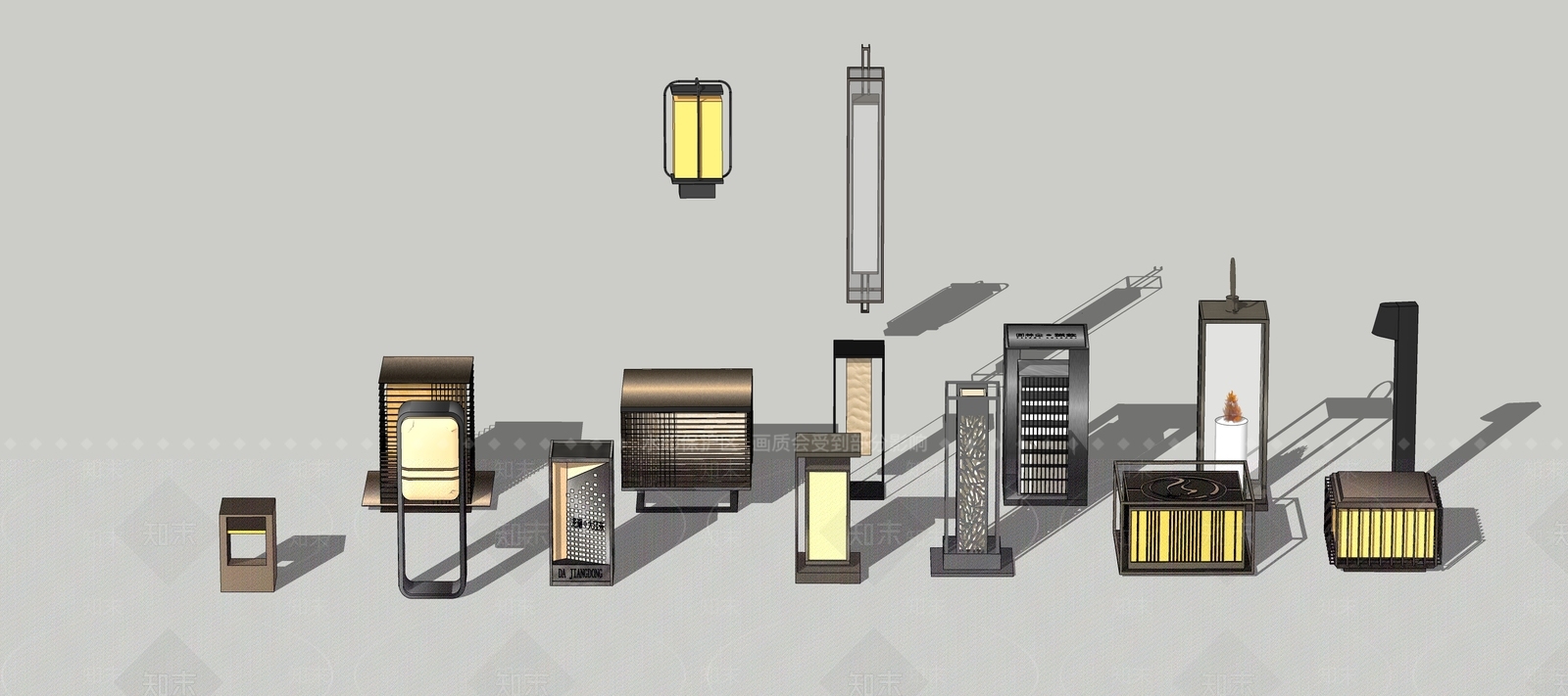 新中式景观灯具SU模型下载【ID:1152721025】