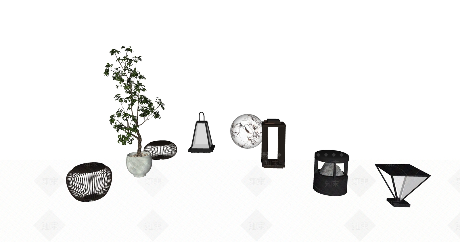 现代景观灯具SU模型下载【ID:1152721273】