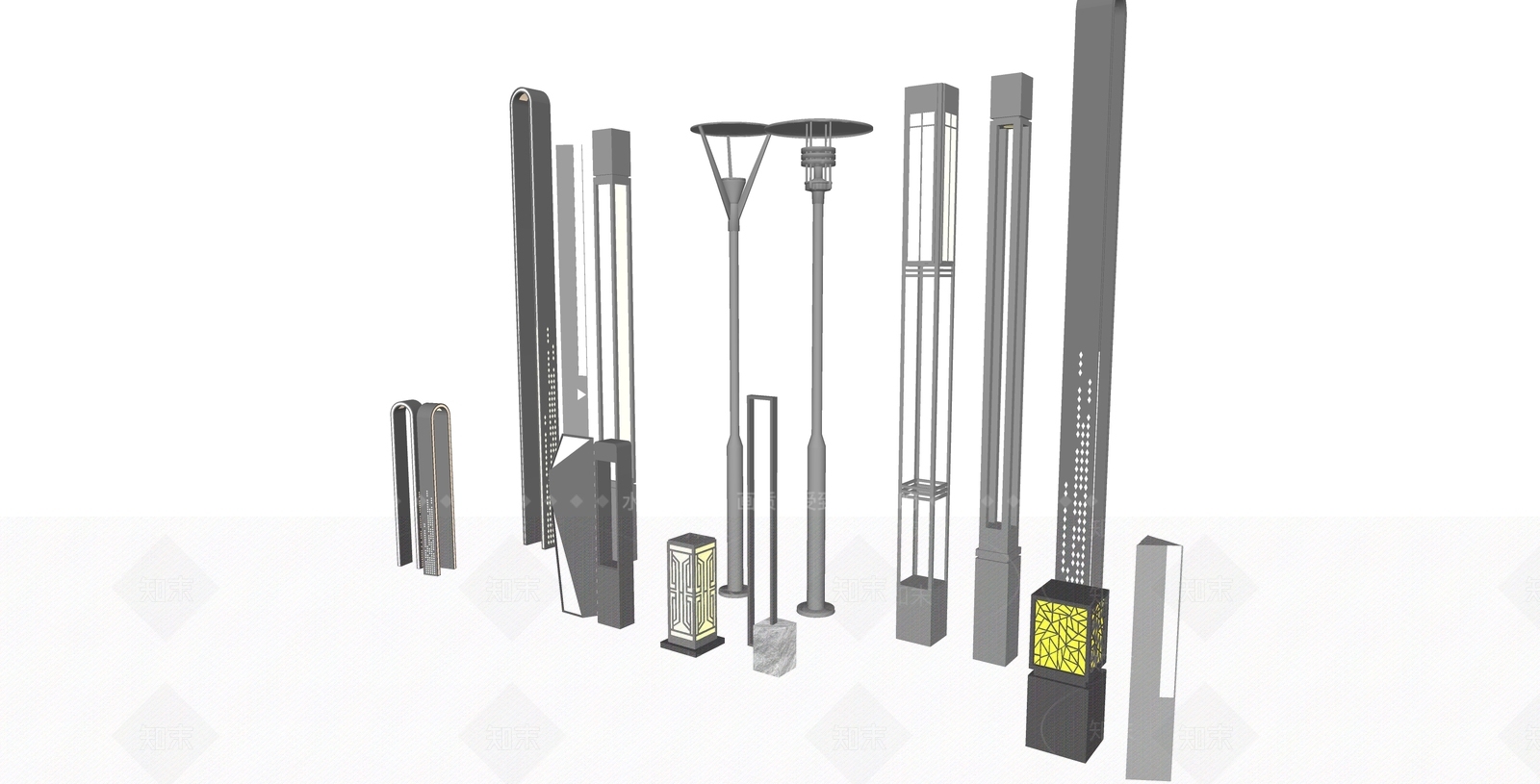 新中式景观灯具SU模型下载【ID:1152724162】