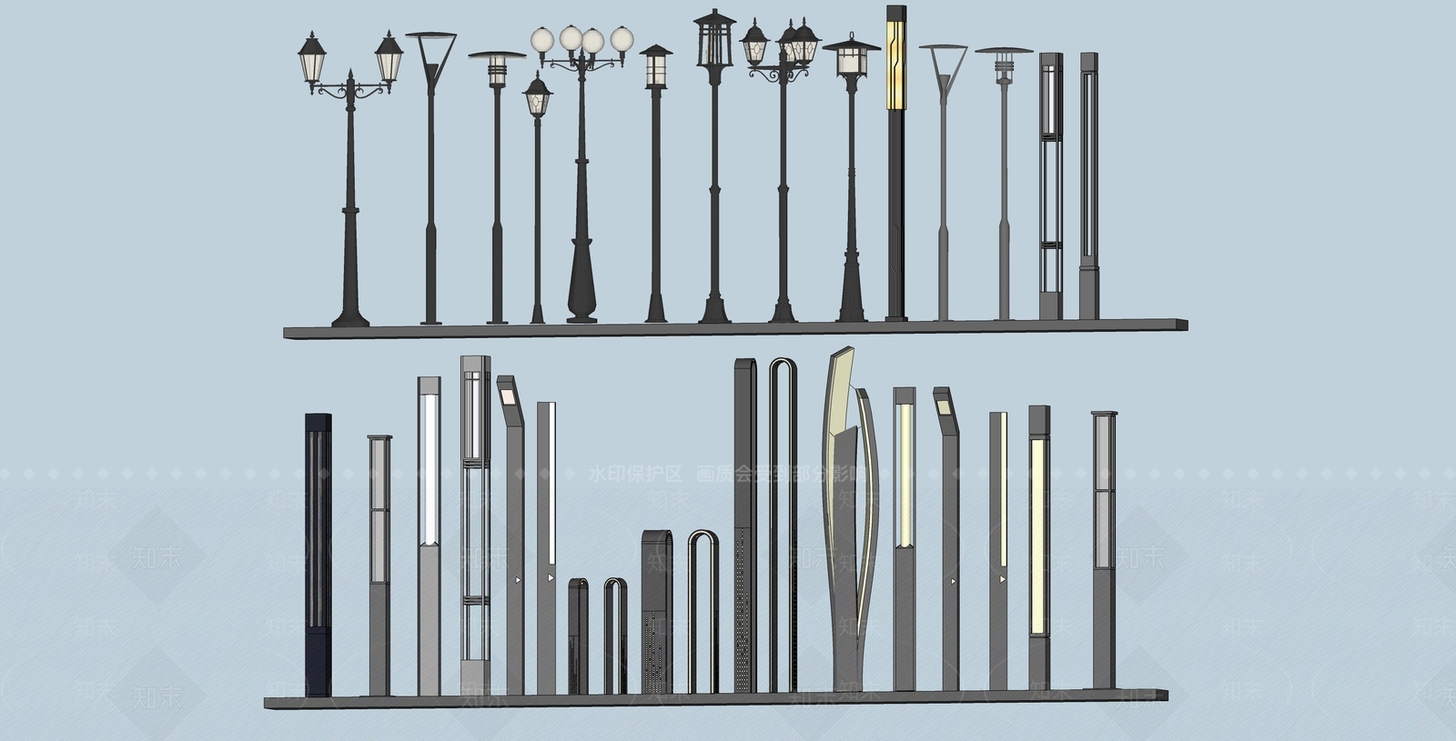 欧式景观灯具SU模型下载【ID:1152724174】