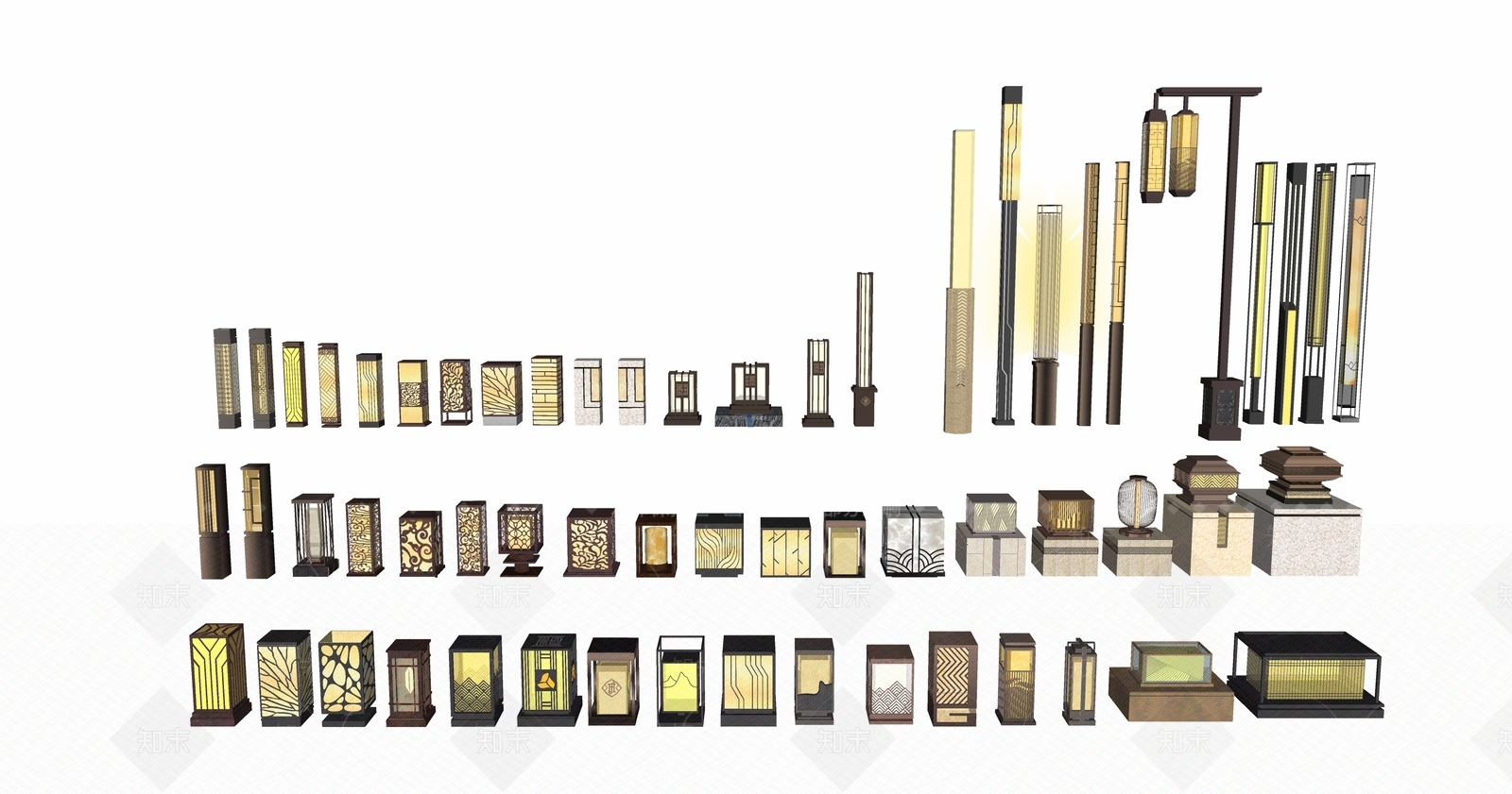 现代景观灯具SU模型下载【ID:1152724231】