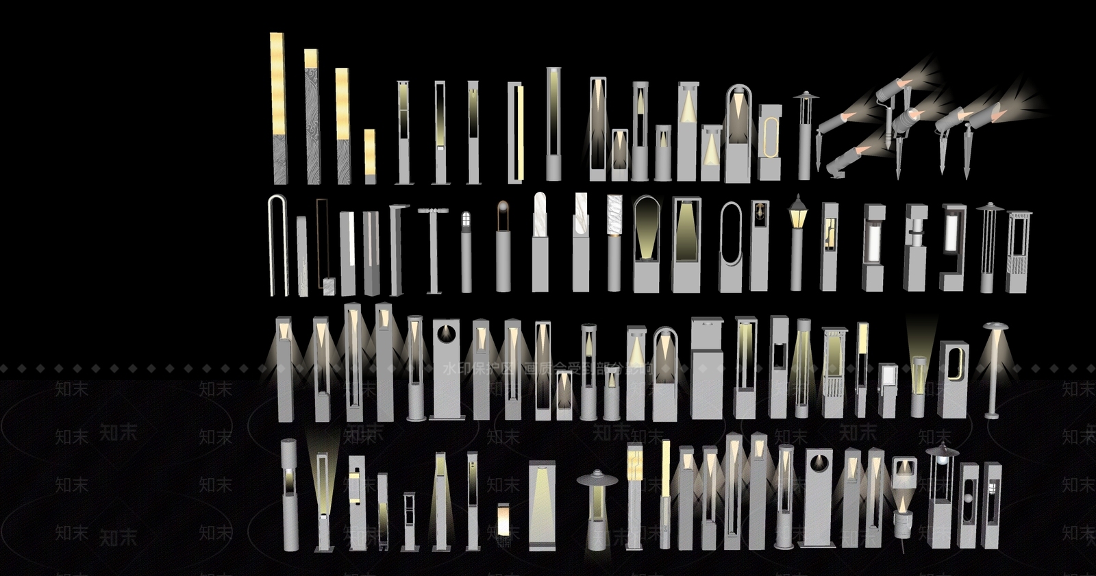 现代景观灯具SU模型下载【ID:1152724341】