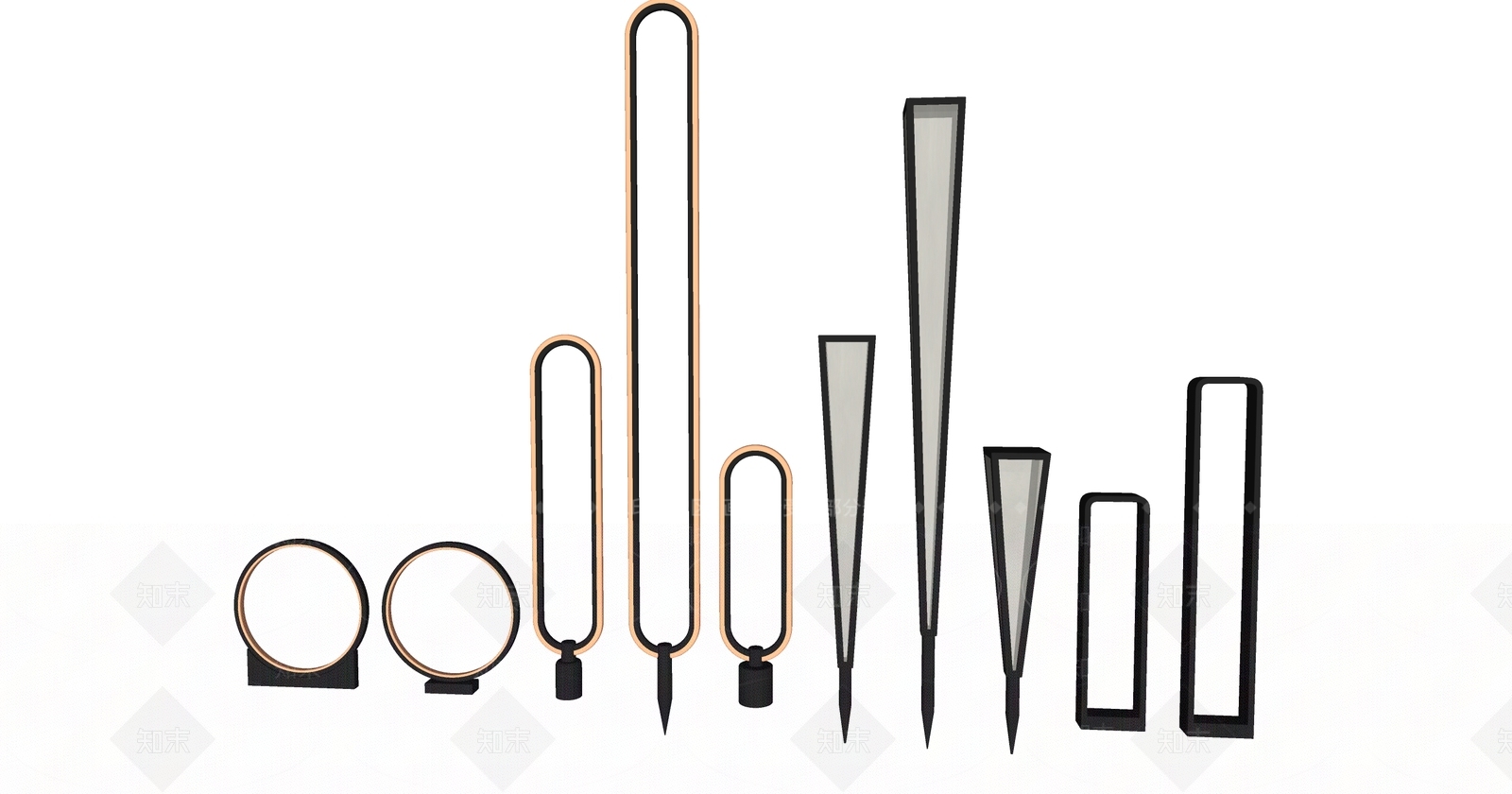 现代景观灯具SU模型下载【ID:1152724324】