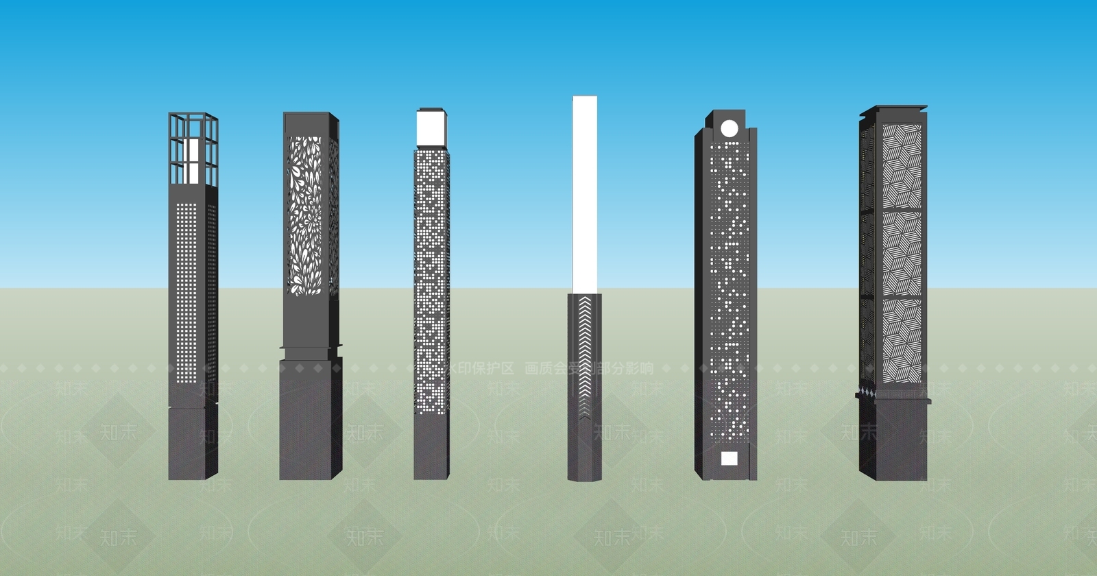 现代景观灯具SU模型下载【ID:1152724487】