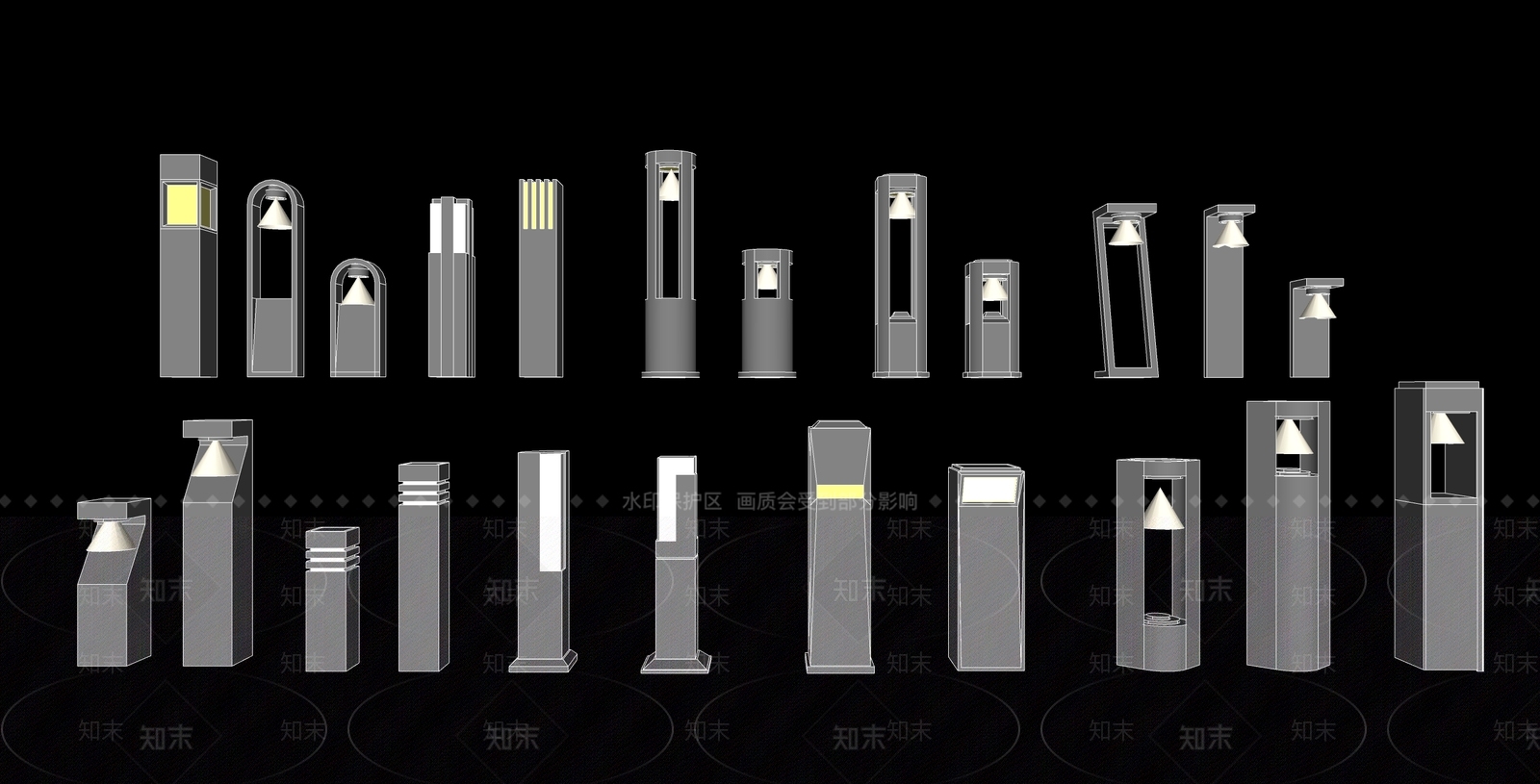 现代景观灯具SU模型下载【ID:1152724679】