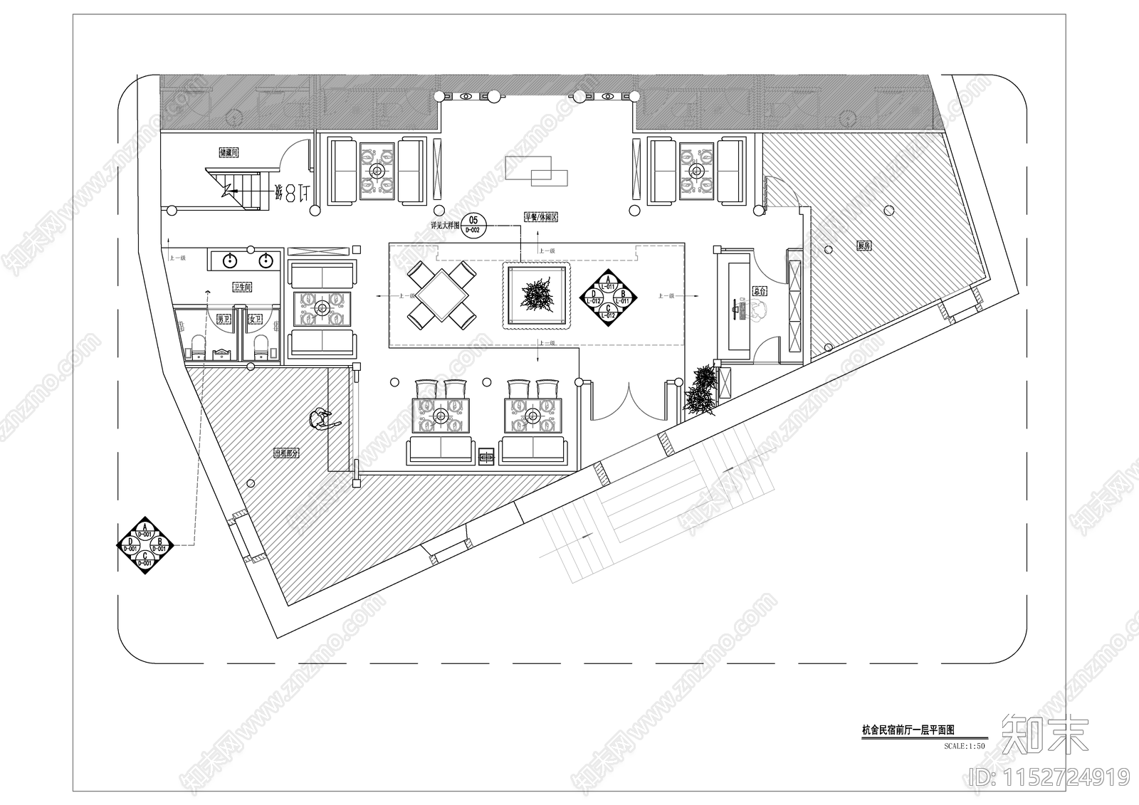 中式民宿酒店全套CADcad施工图下载【ID:1152724919】