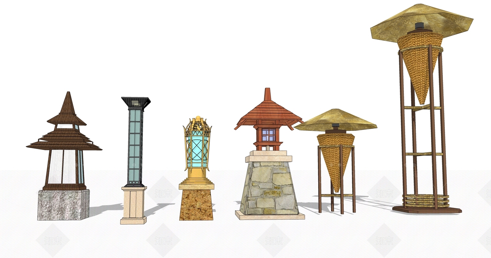 中式景观灯具SU模型下载【ID:1152726217】