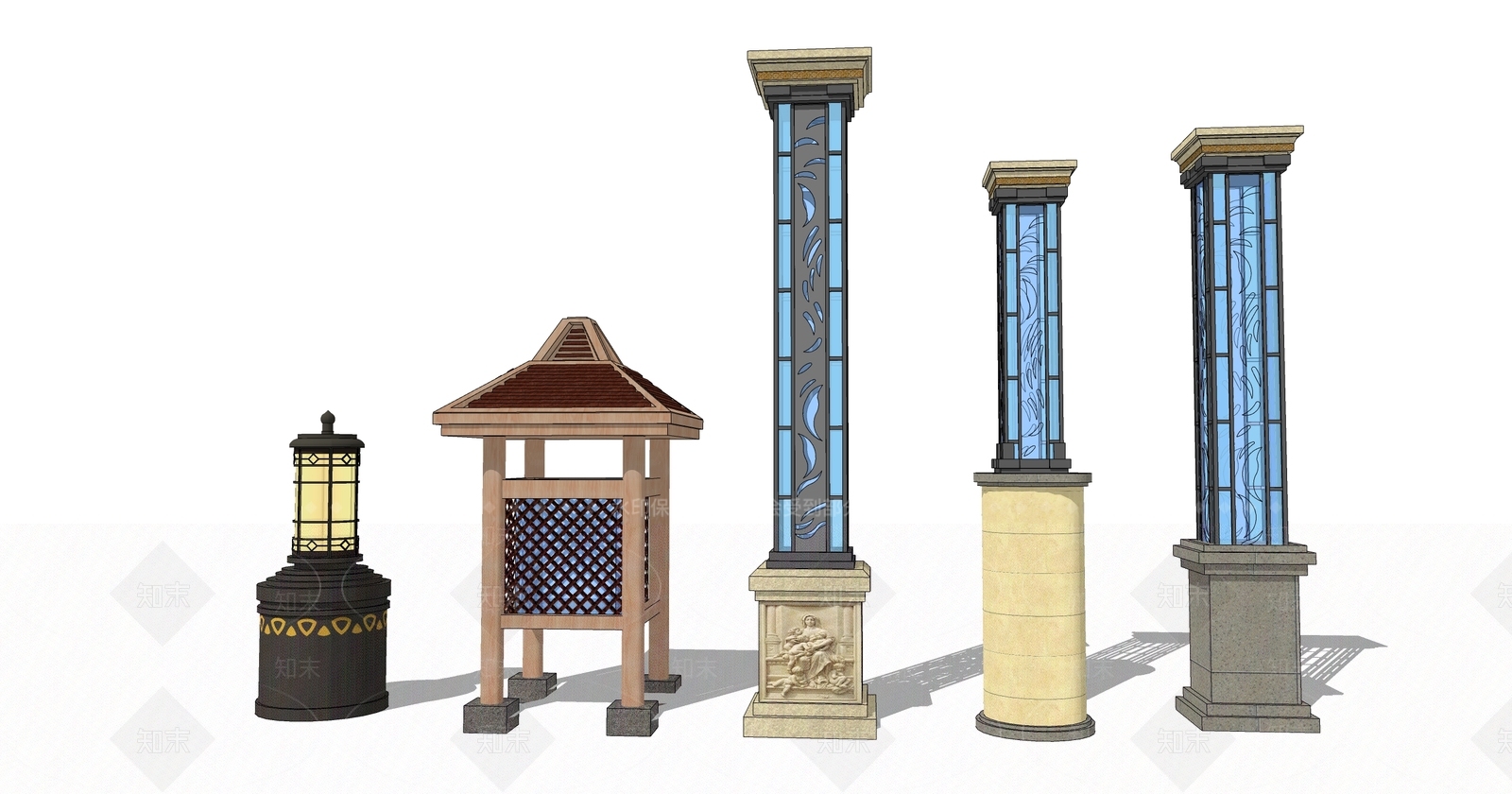 现代景观灯具SU模型下载【ID:1152726537】